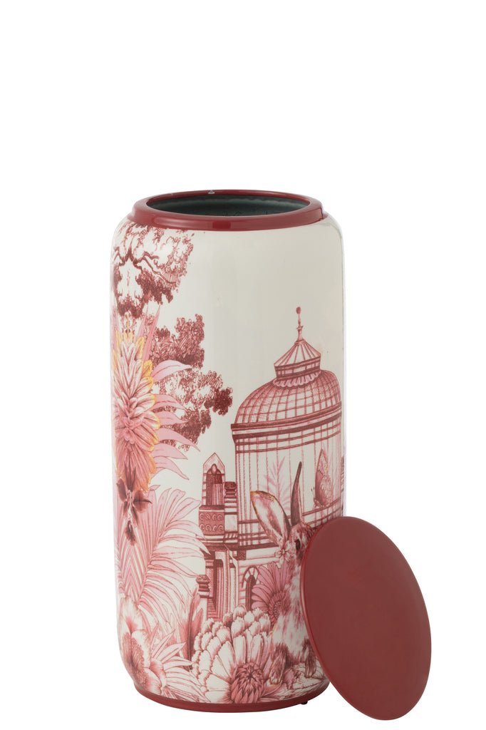 Pot Moriko Rond Porselein Rood/Wit Groot