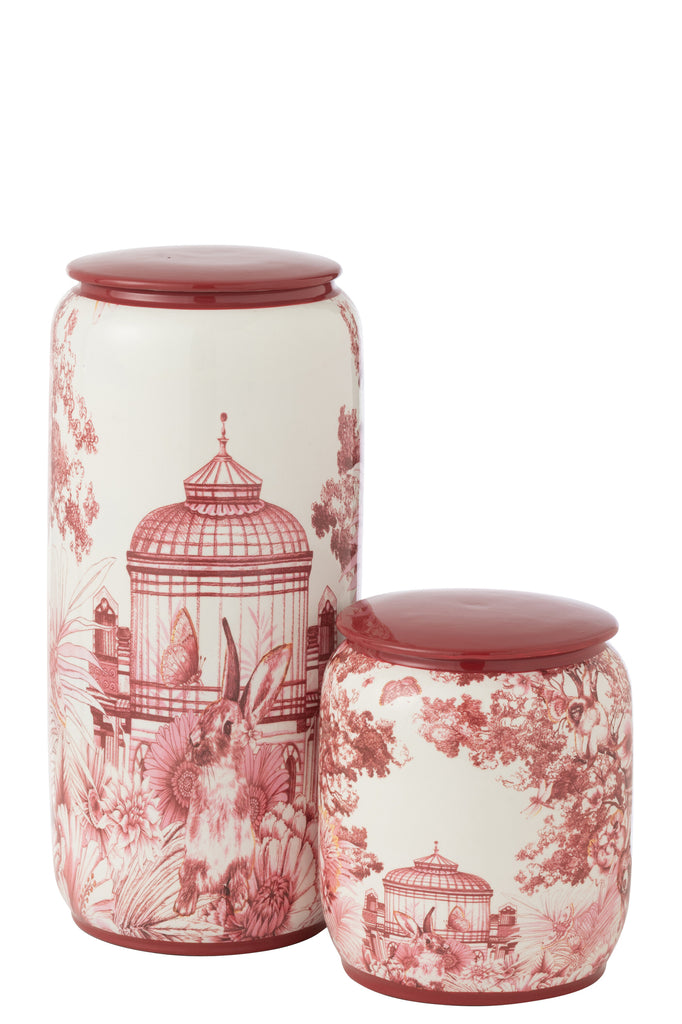 Pot Moriko Rond Porselein Rood/Wit Groot