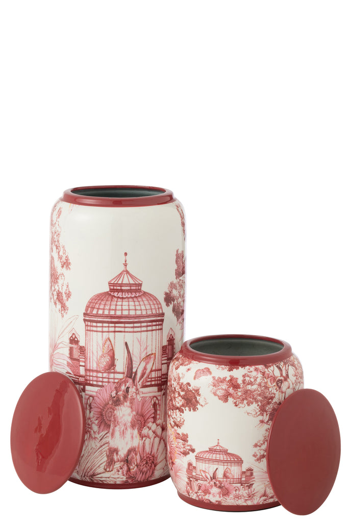 Pot Moriko Rond Porselein Rood/Wit Groot