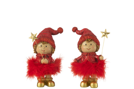 Kindermuts + Ster Bont Hars Rood/Goud Groot Assortiment Van 2