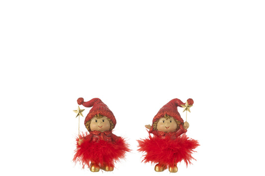 Kindermuts + Ster Bont Hars Rood/Goud Klein Assortiment Van 2