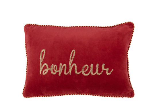 Kussen Bonheur Textiel Rood/Goud