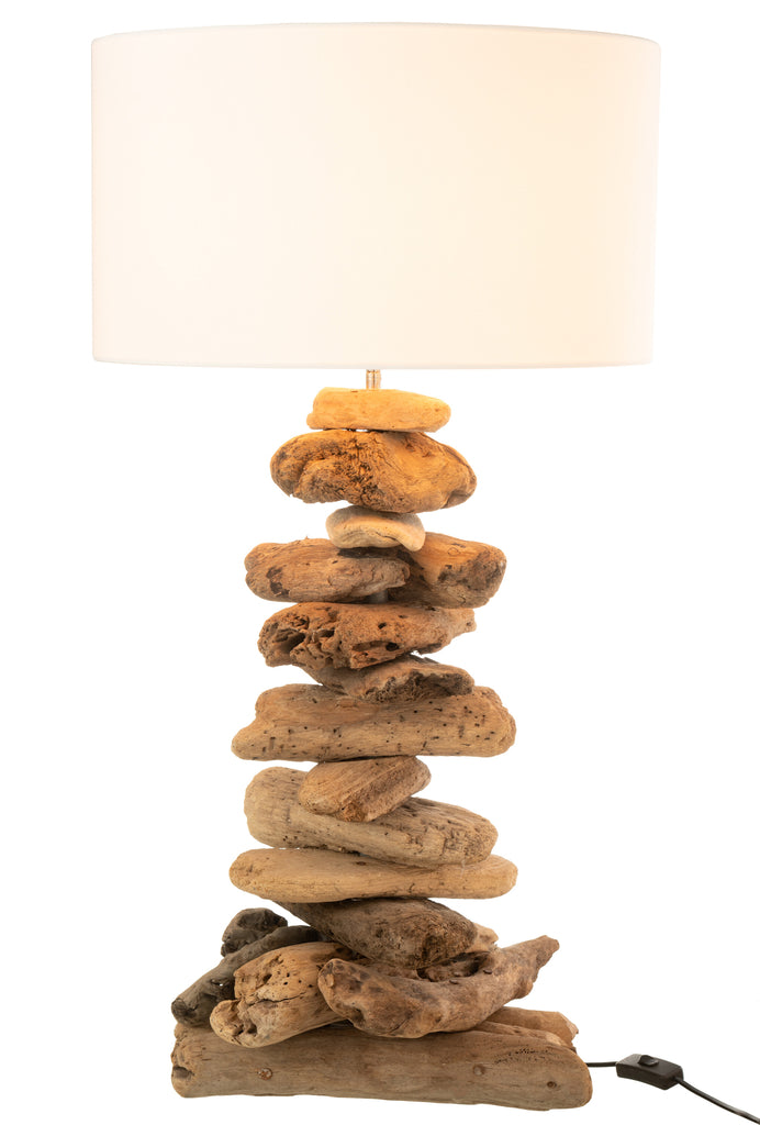 Lamp+Kap Drijfhout Natuur/Beige Klein