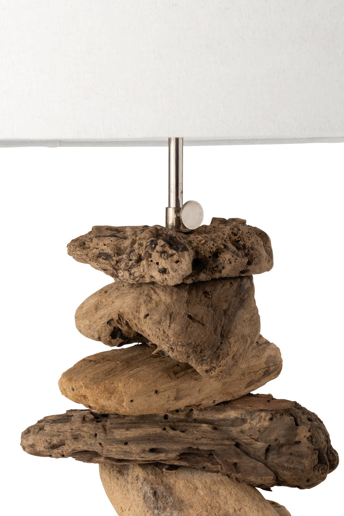Lamp+Kap Drijfhout Natuur/Beige Klein