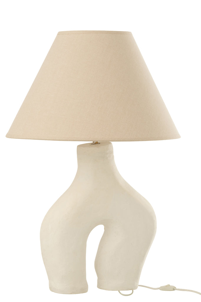 Lamp + Kap Poten Papier Mache Wit
