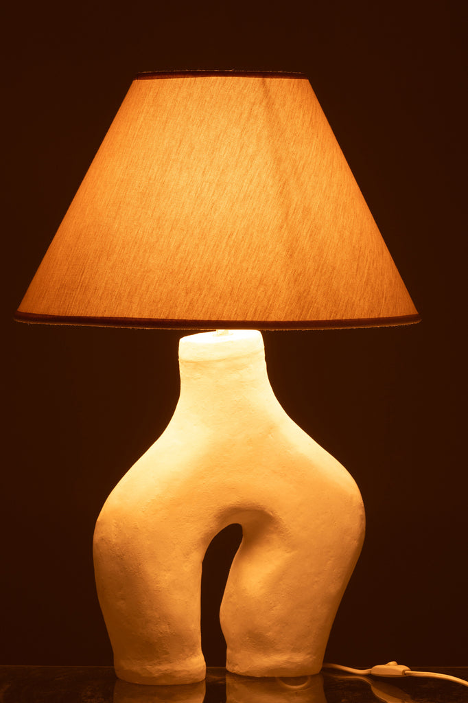 Lamp + Kap Poten Papier Mache Wit
