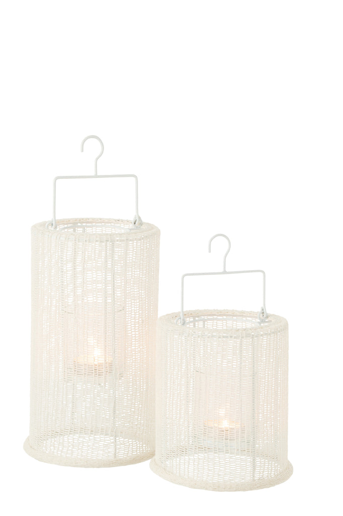 Lantaarn Hangende Cilinder Metaal/Polyester Wit Groot