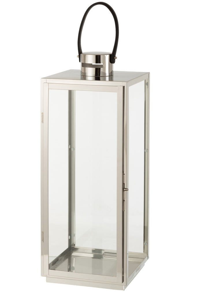 Lantaarn Vierkant Metaal/Glas Zilver