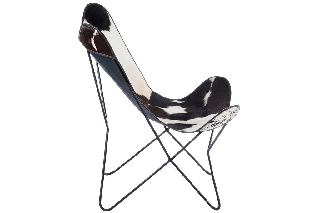 Lounge Chair Koeienhuid/Metaal Wit/Zwart