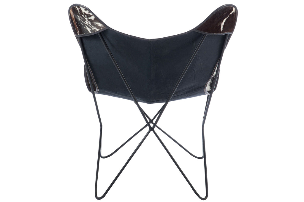 Lounge Chair Koeienhuid/Metaal Wit/Zwart