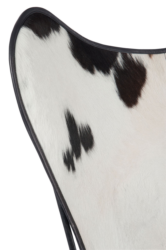 Lounge Chair Koeienhuid/Metaal Wit/Zwart