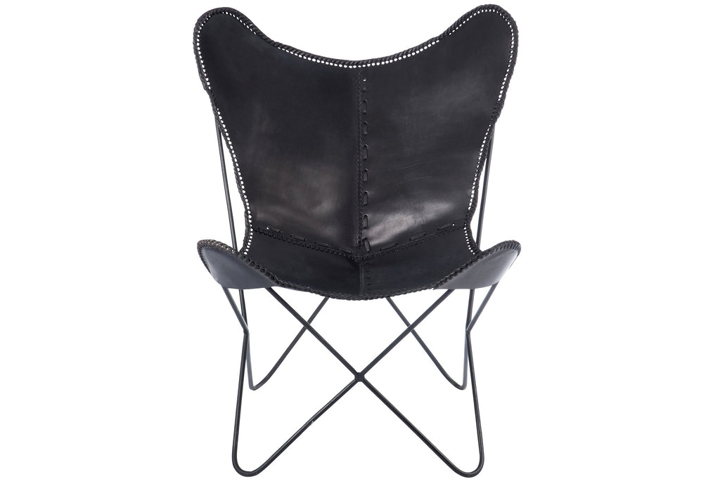 Lounge Chair Leer/Metaal Zwart