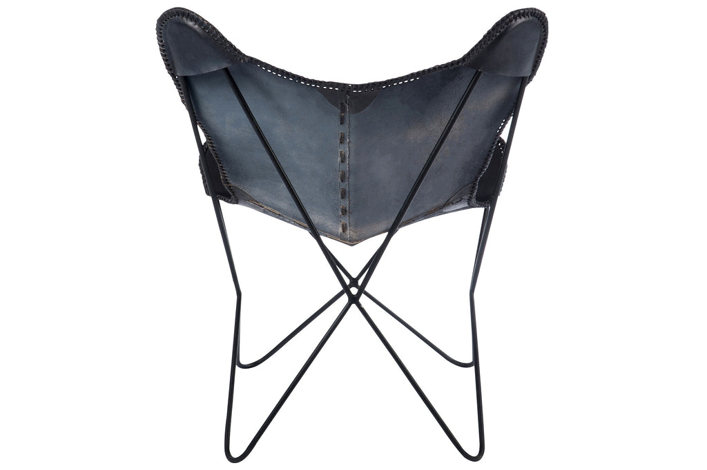 Lounge Chair Leer/Metaal Zwart