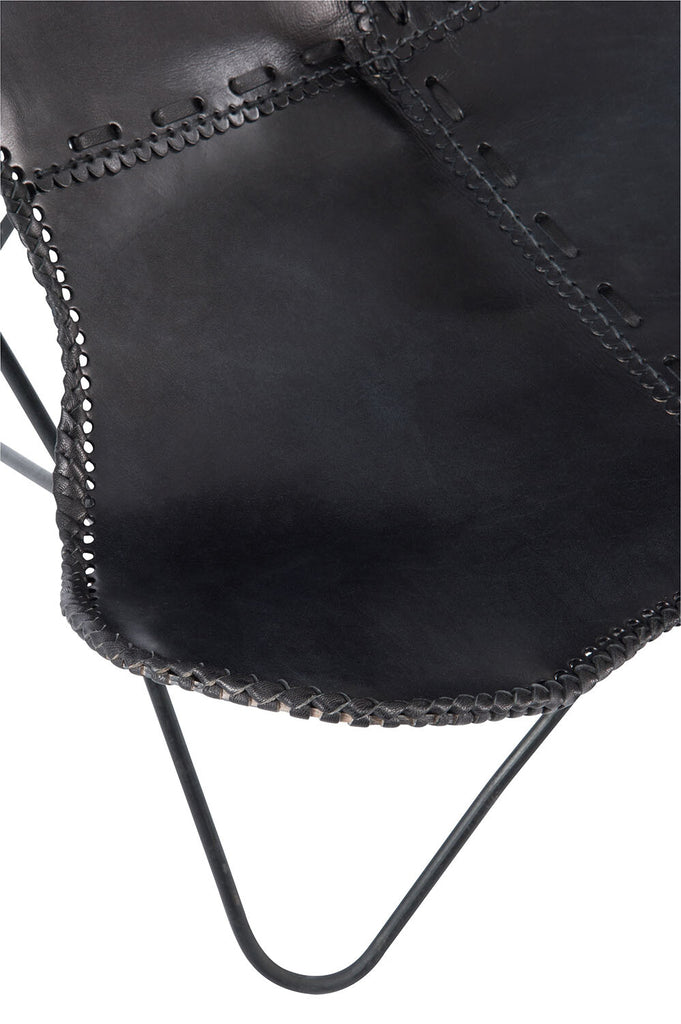 Lounge Chair Leer/Metaal Zwart