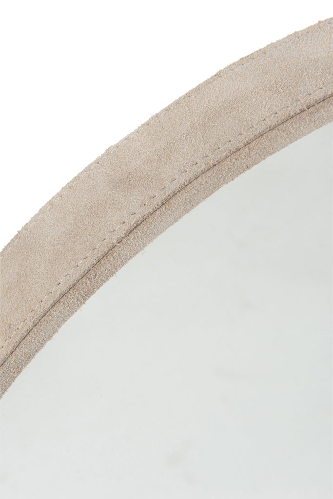 Spiegel Rond Leer Beige Klein