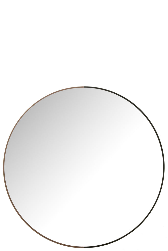 Spiegel Rond Metaal/Hout Zwart Groot