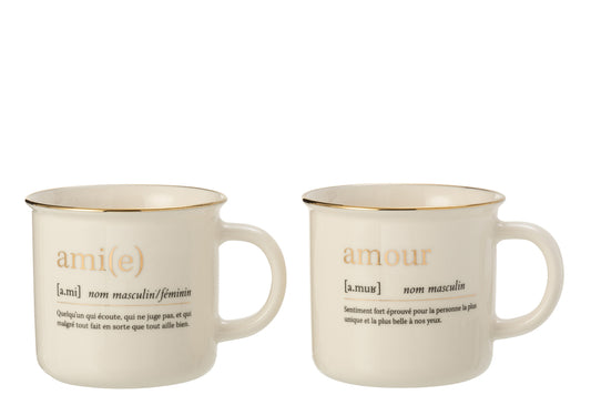 Mok Bericht Amour Ami Keramiek Goud Assortiment Van 2