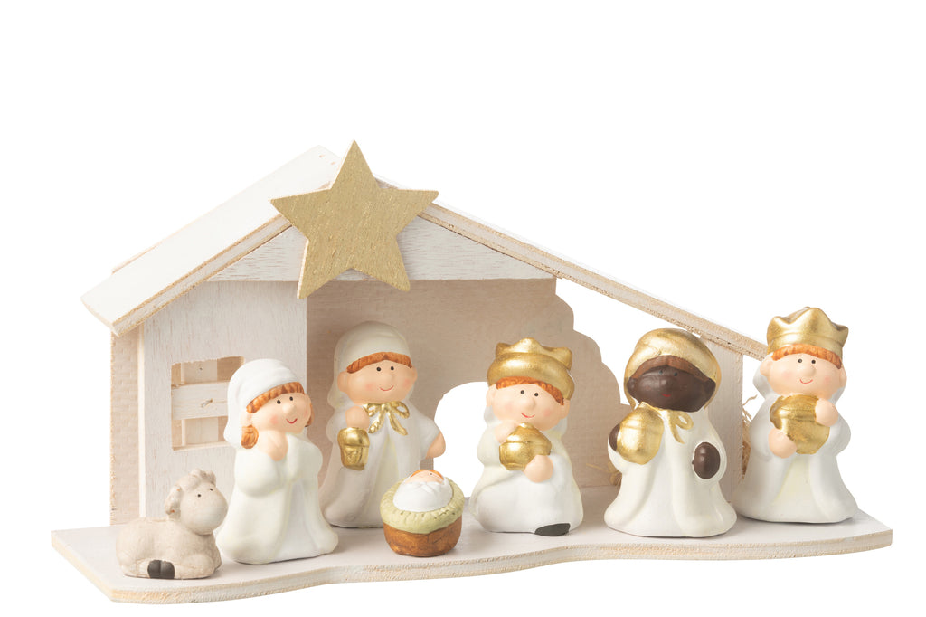 Geboorte Led Porselein Wit/Goud Groot