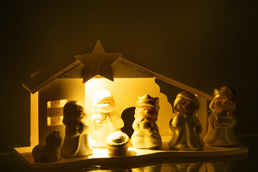 Geboorte Led Porselein Wit/Goud Groot
