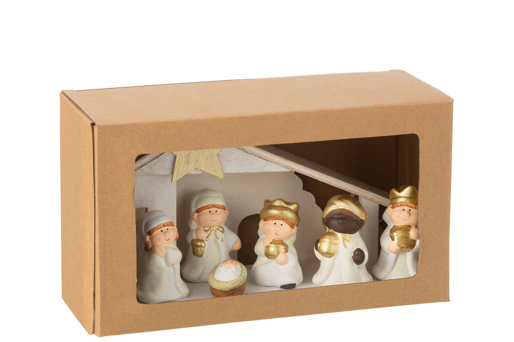 Geboorte Led Porselein Wit/Goud Groot
