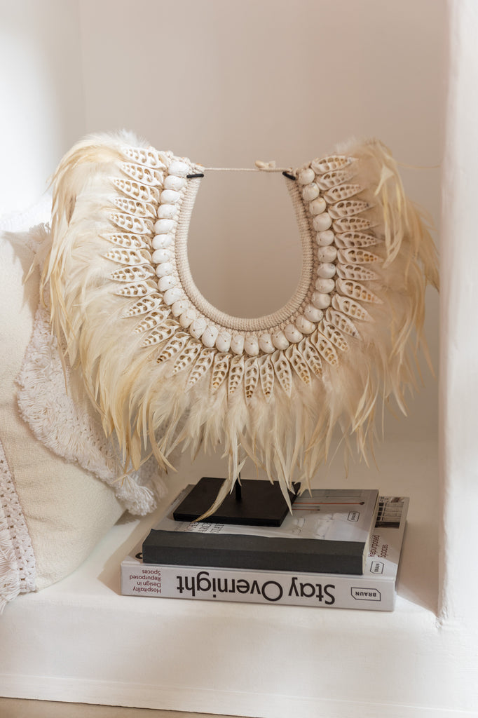 Ketting+Standaard Dora Schelpen/Veren Wit Klein