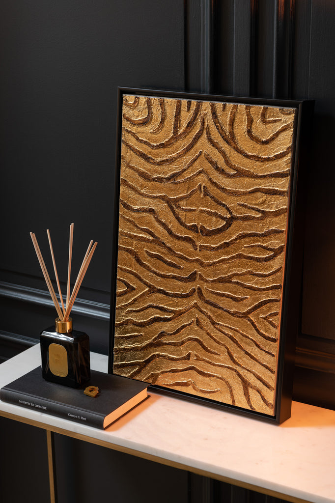 Schilderij Dierenprint Hout/Canvas Zwart/Goud Assortiment Van Drie