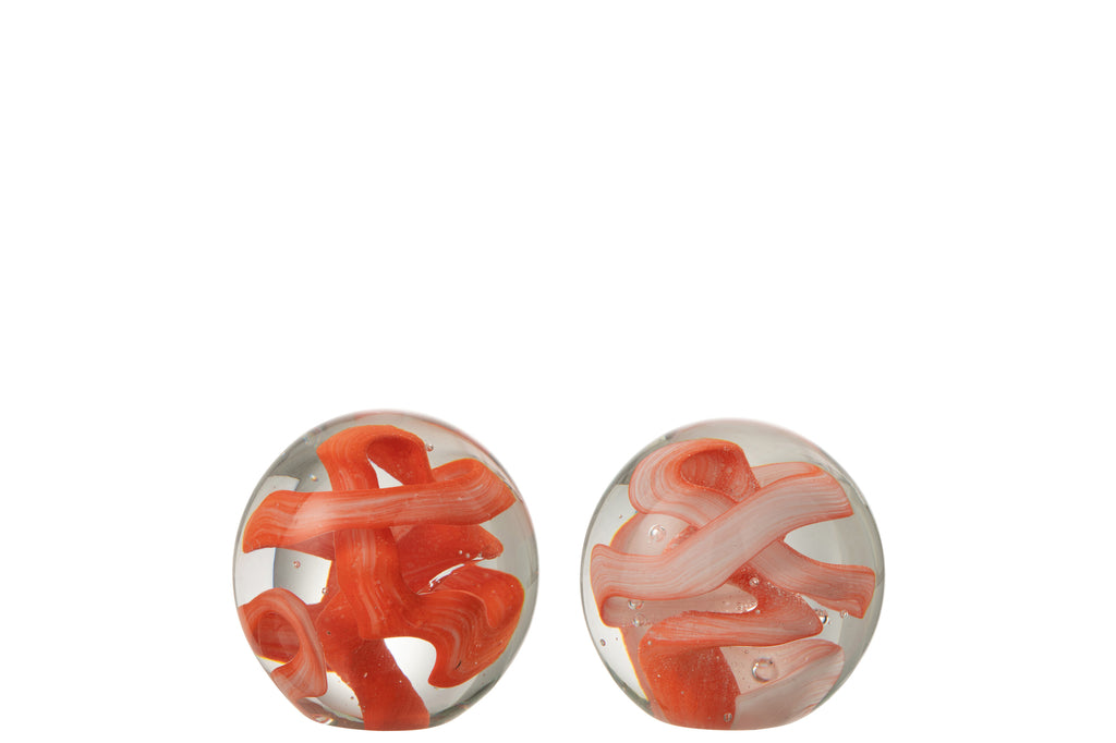 Papiergewicht Garland Glas Oranje/Rood Klein Assortiment Van 2