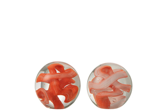Papiergewicht Garland Glas Oranje/Rood Klein Assortiment Van 2