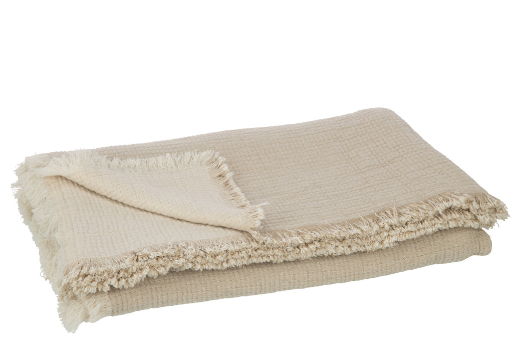 Plaid Franjes Katoenen Mousseline Donkerbeige