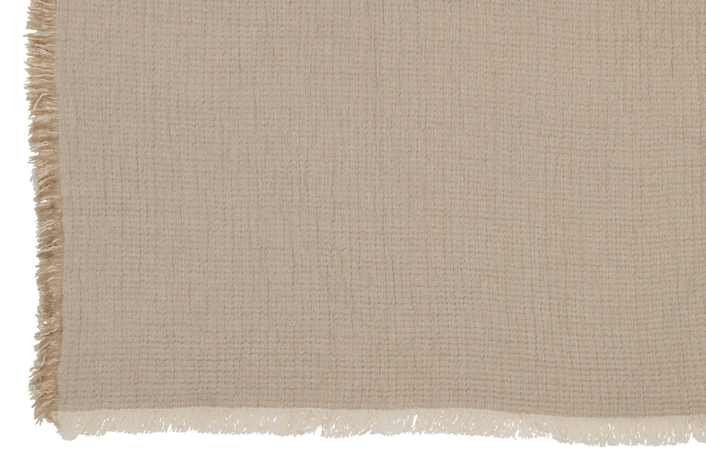 Plaid Franjes Katoenen Mousseline Donkerbeige