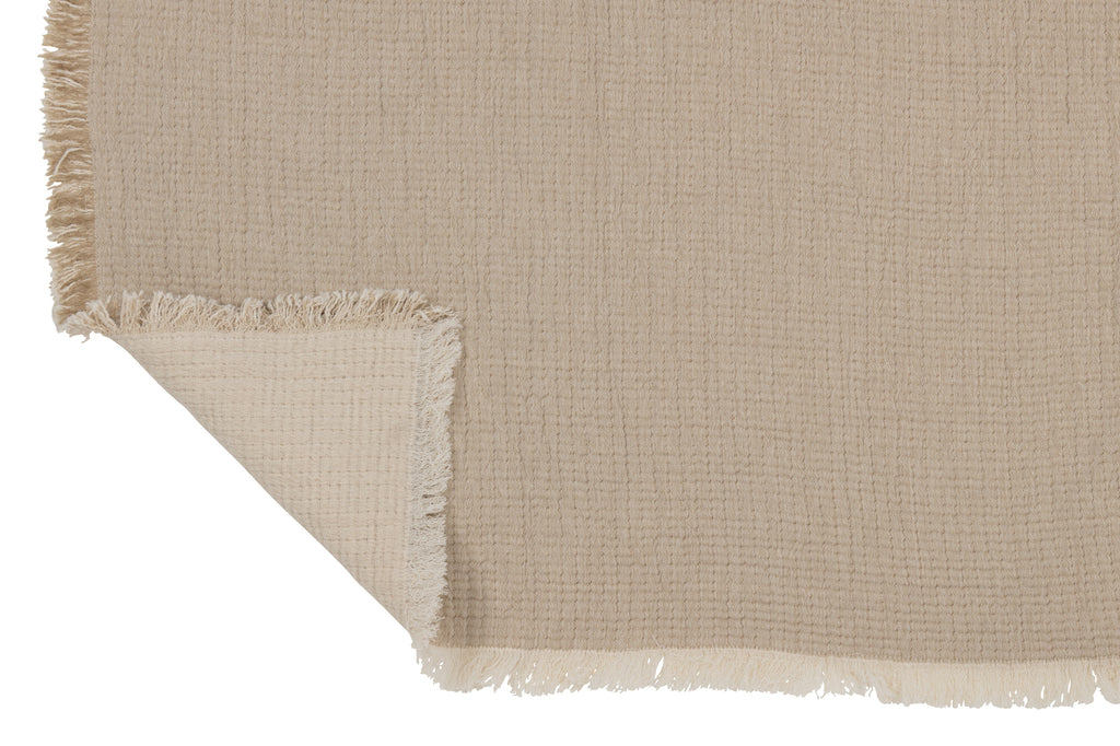 Plaid Franjes Katoenen Mousseline Donkerbeige