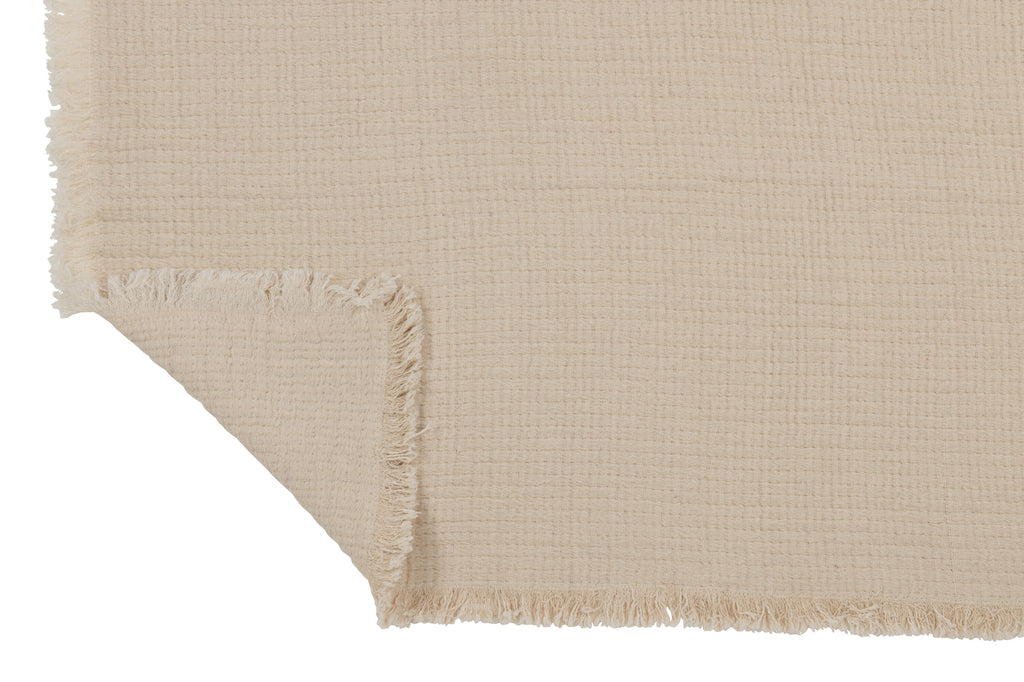 Plaid Franjes Katoenen Mousseline Lichtbeige