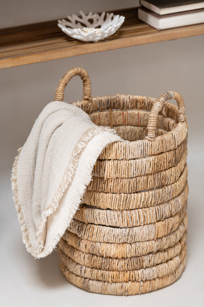 Plaid Franjes Katoenen Mousseline Lichtbeige