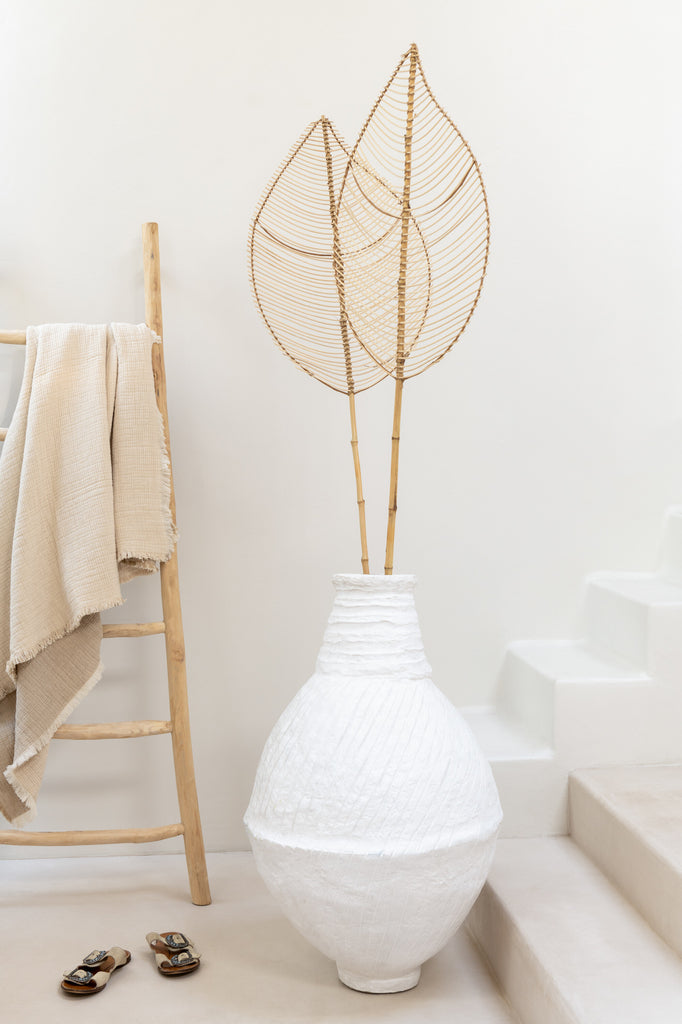 Plaid Franjes Katoenen Mousseline Lichtbeige
