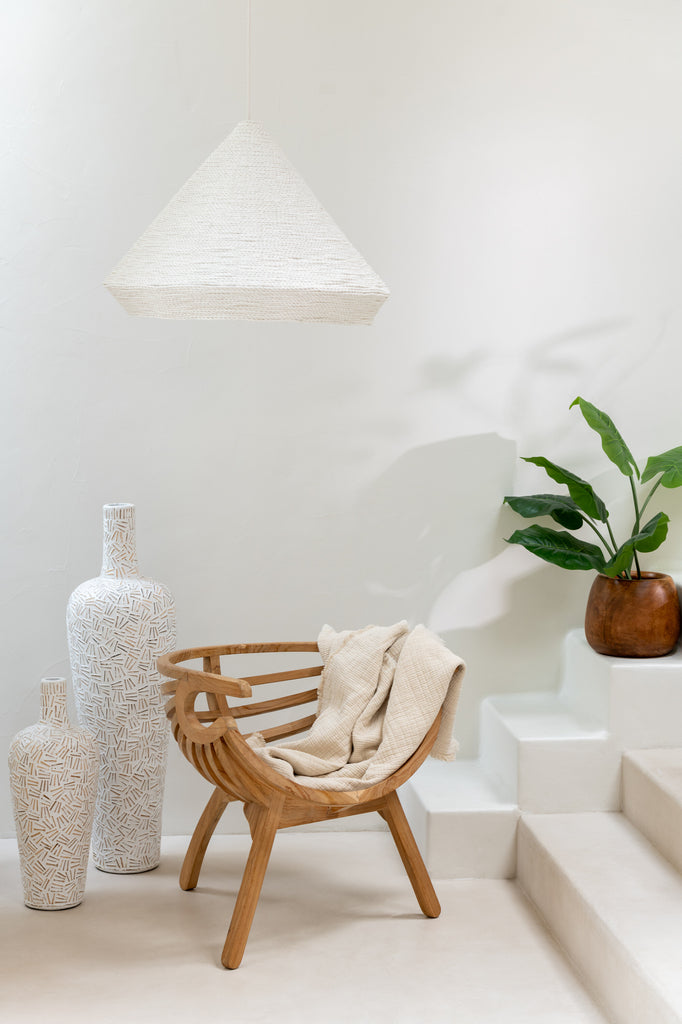 Plaid Franjes Katoenen Mousseline Lichtbeige