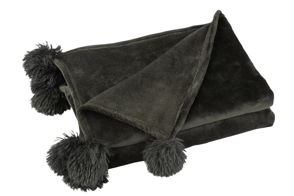 Geruite Pompom Polyester Zwart