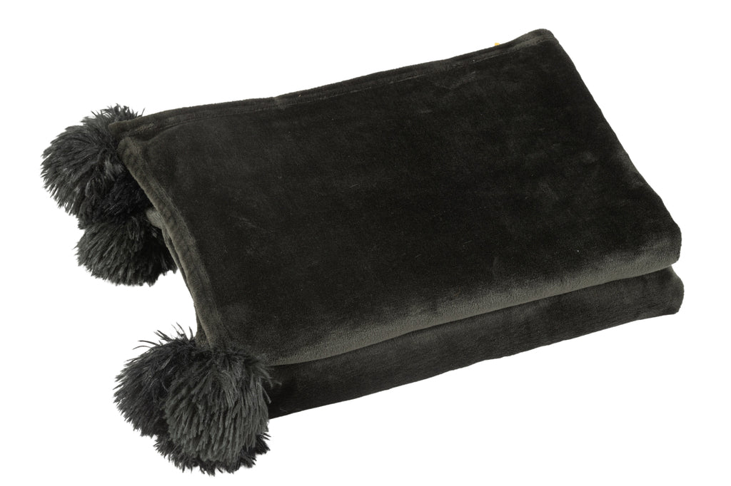 Geruite Pompom Polyester Zwart