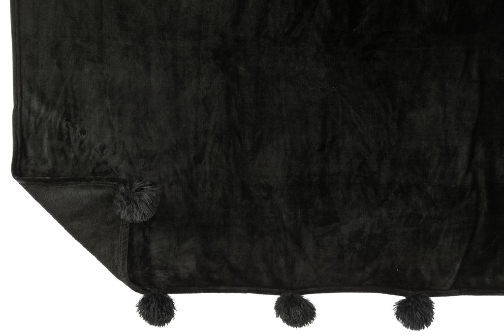 Geruite Pompom Polyester Zwart