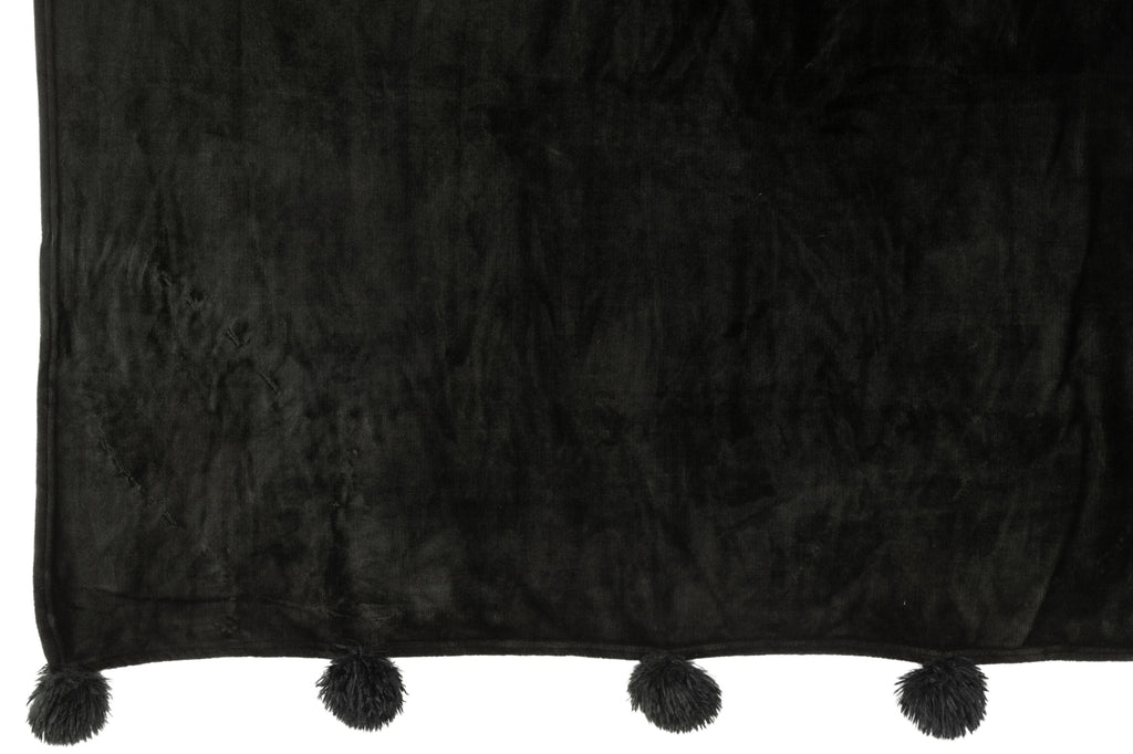 Geruite Pompom Polyester Zwart
