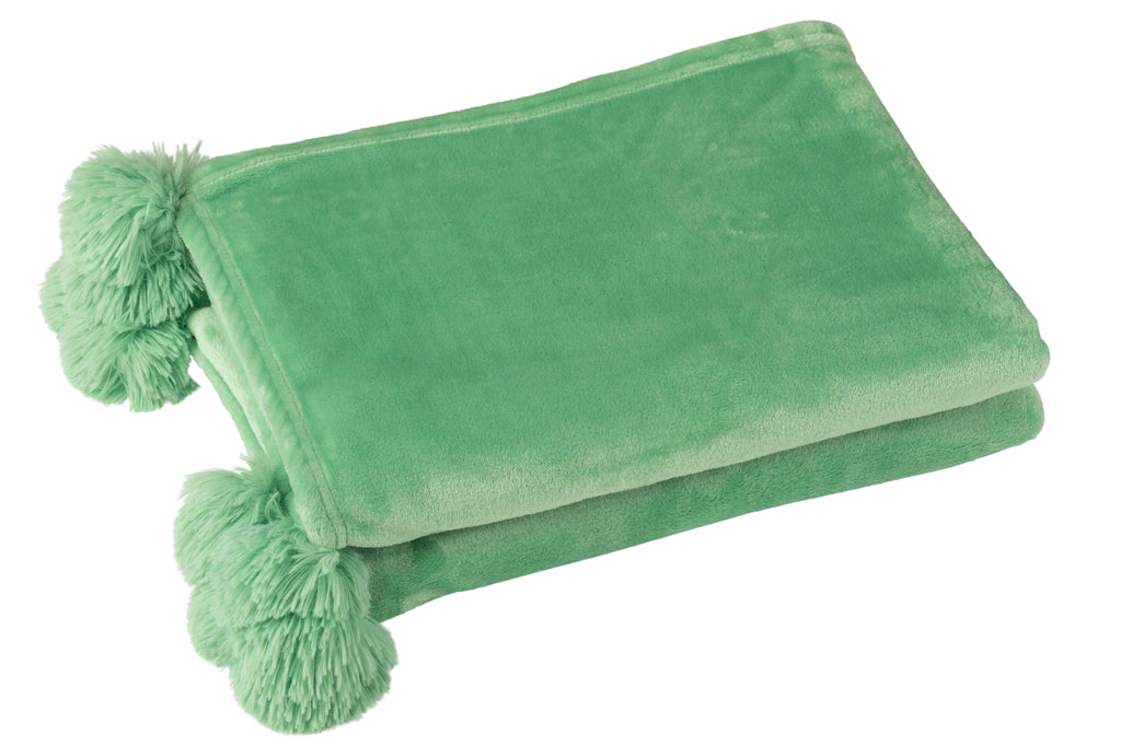 Plaid Pompom Polyester Felgroen