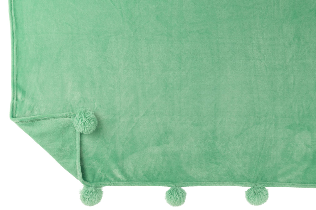 Plaid Pompom Polyester Felgroen