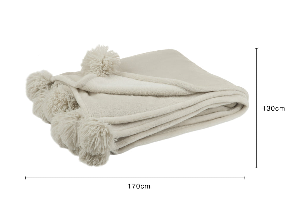 Geruite Pompom Polyester Donkerbeige