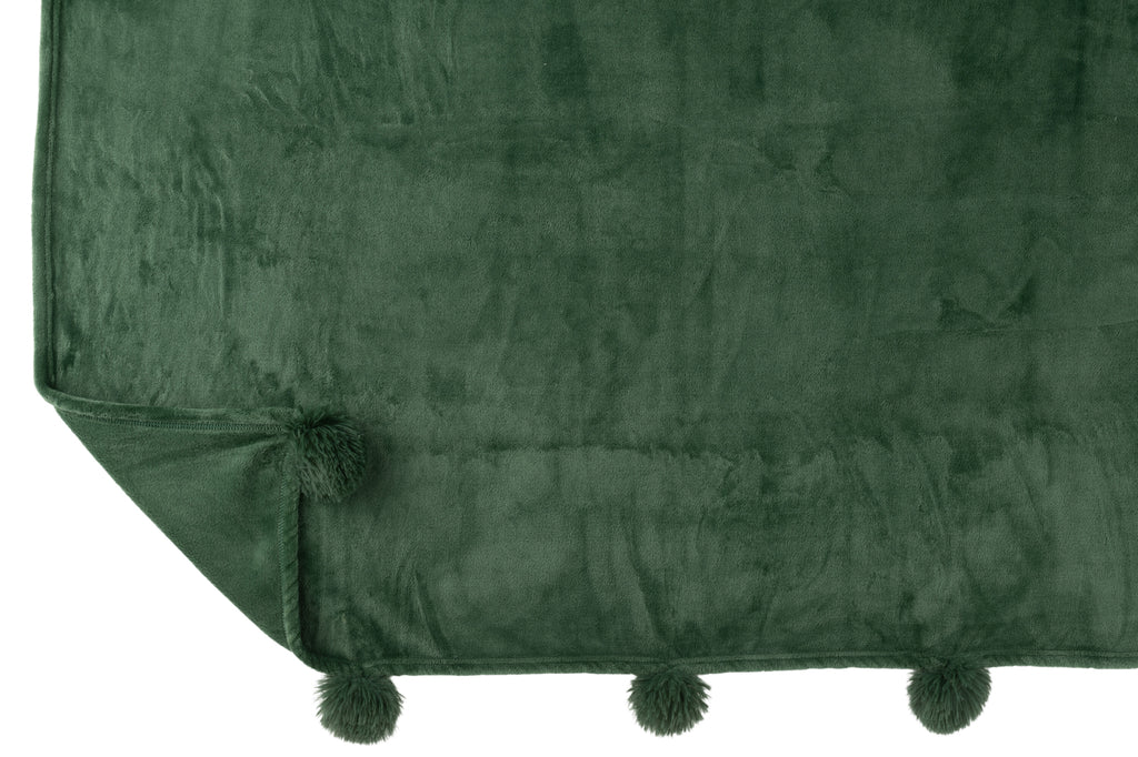 Plaid Pompom Polyester Donkergroen