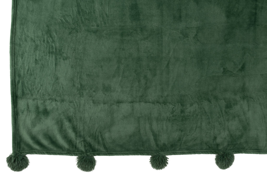 Plaid Pompom Polyester Donkergroen