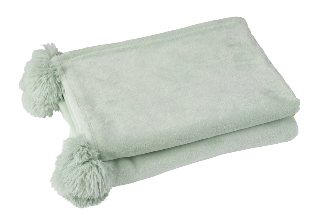 Plaid Pompom Polyester Lichtgroen