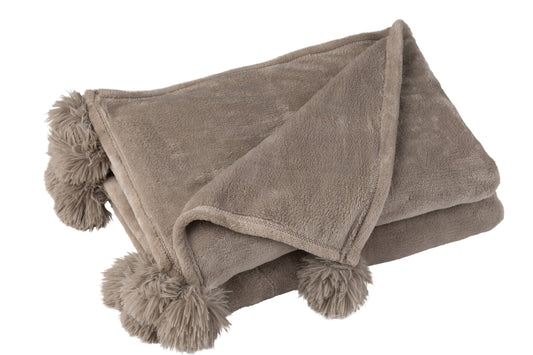 Geruite Pompom Polyester Taupe