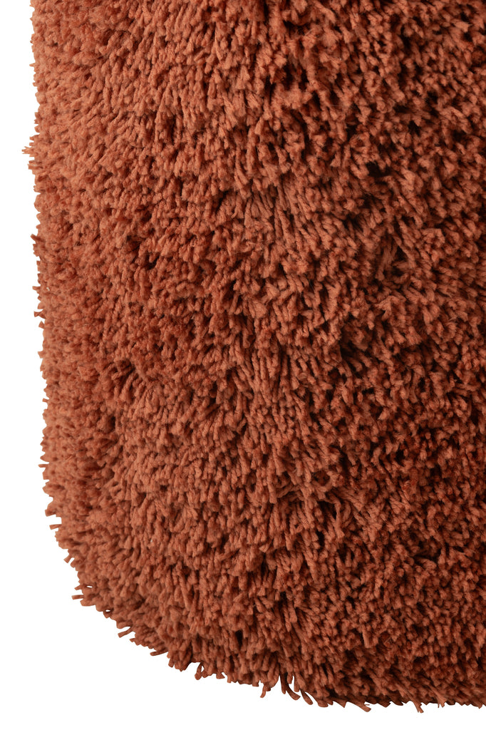 Poef Cilinder Shaggy Polyester Baksteen