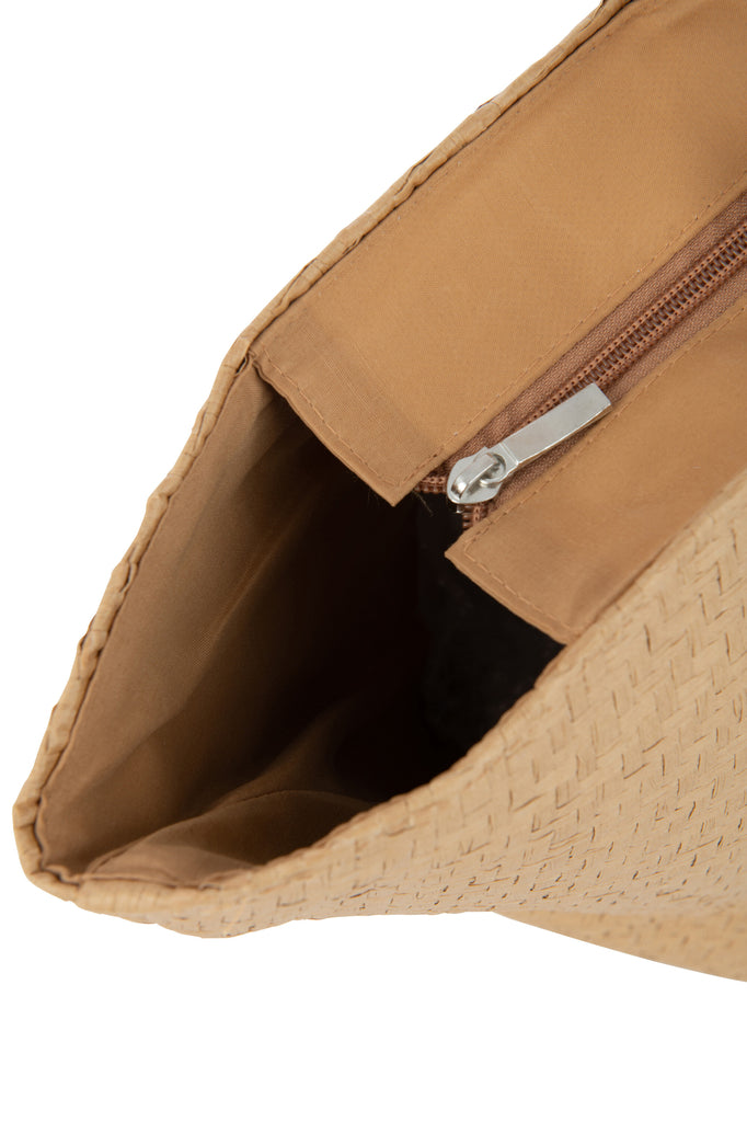 Set van 2 strandtassen met schelpen + hoed papier lichtbruin