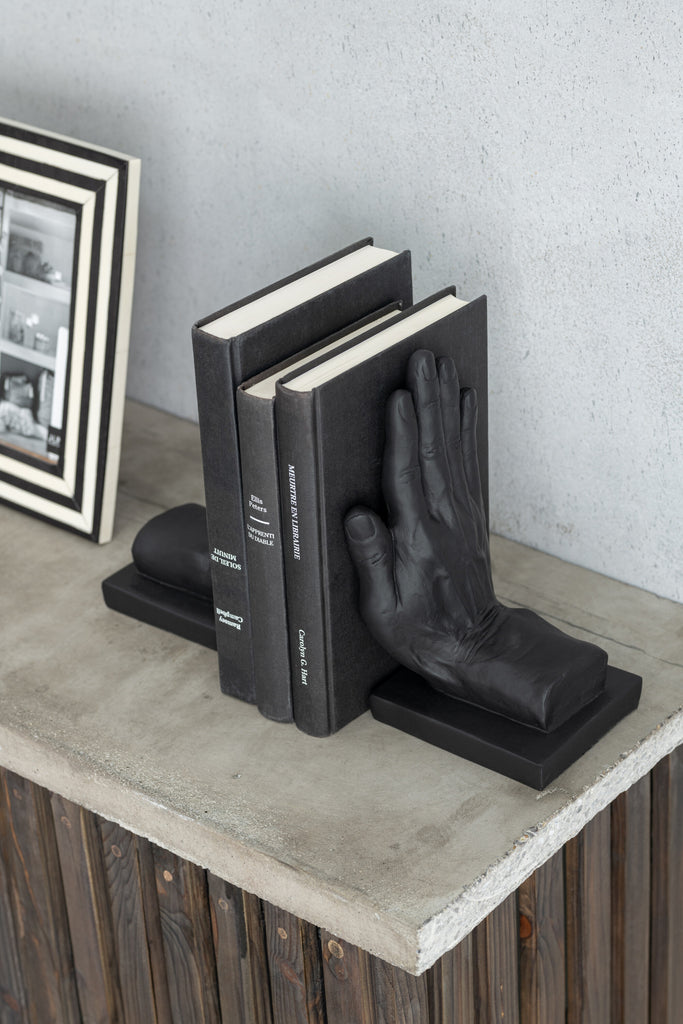S/2 Boekensteun Handen Poly Zwart