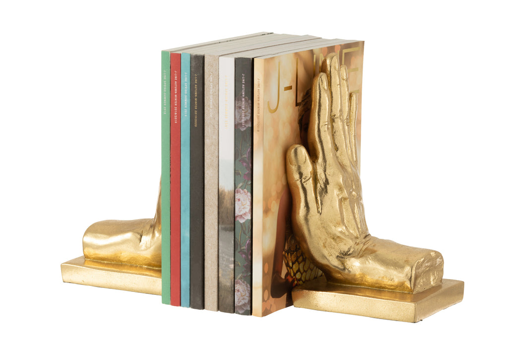 S/2 Boekensteun Handen Poly Goud